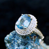 Blue Zircon and White Sapphire ring. Size 6.5