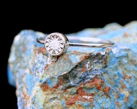 Art Deco Diamond Starburst Ring - Size 7