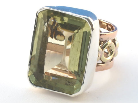 Green Amethyst Rectangle Ring - Size 6
