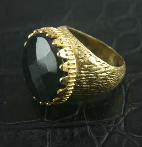 Onyx Ring with Gold Vermeil - Size 8