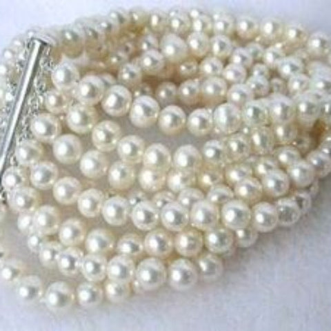 Pearl Bracelet-8 Row 6-7MM White FW Pearls