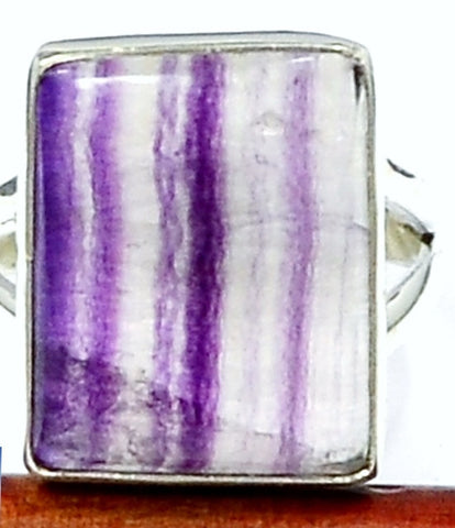 Purple Fluorite Rectangular Ring - Size 7