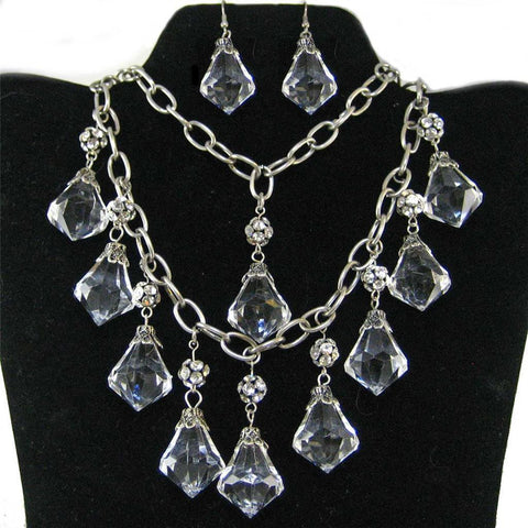 Crystal + Rhinestone Bead Necklace Set